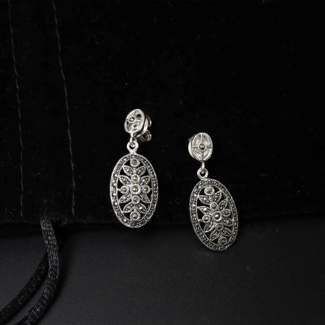Elegant Oxidized Silver Drop Earrings- Made With Pure 925 Silver