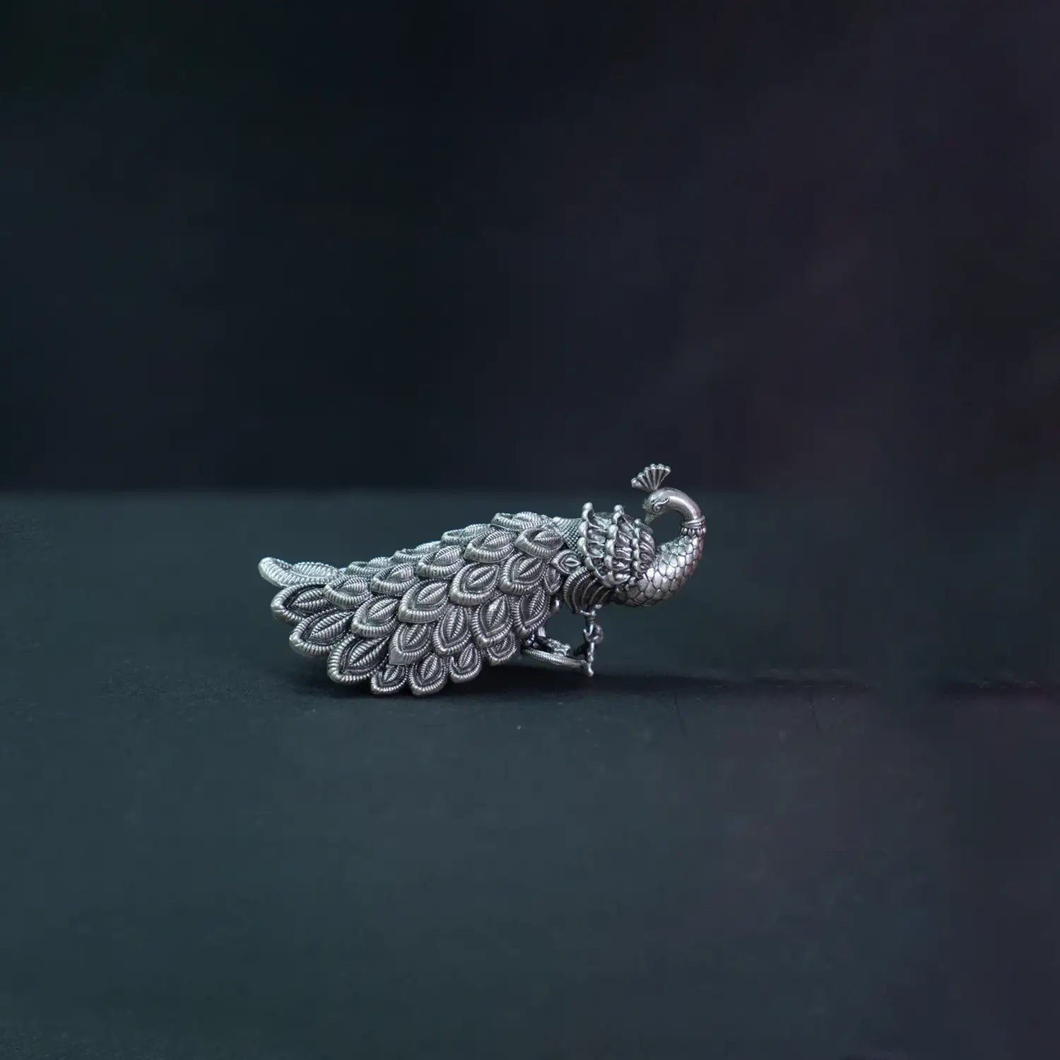Antique Pure Silver Peacock Decorative Idol- Made With Pure 925 Silver