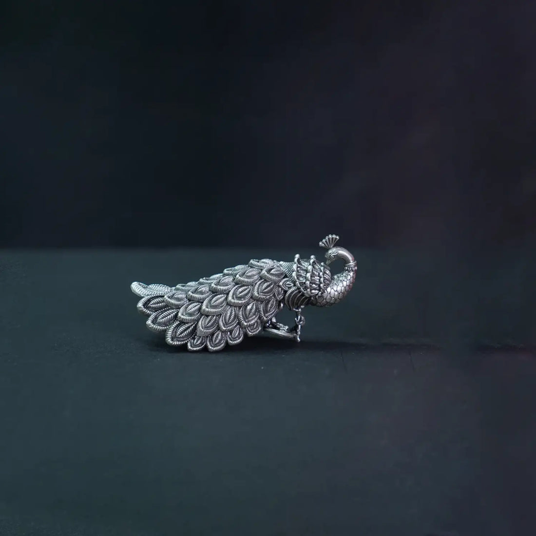 Antique Pure Silver Peacock Decorative Idol- Made With Pure 925 Silver