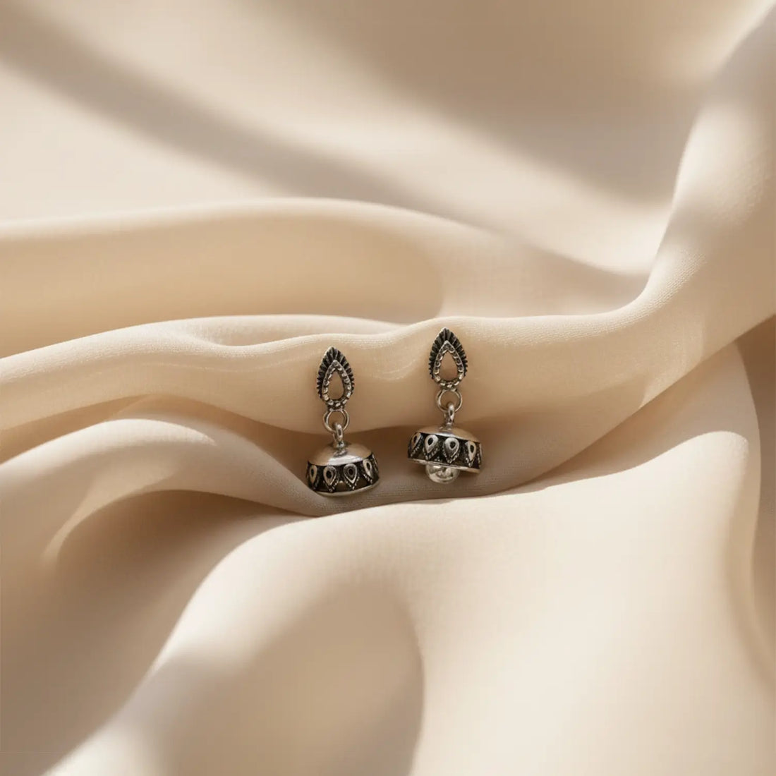 Elegant Teardrop Pure Silver Jhumki Earrings- Made With Pure 925 Silver