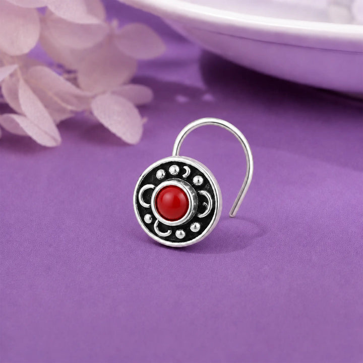 Oxidised Silver Nose Pin - Made With Pure 925 Silver
