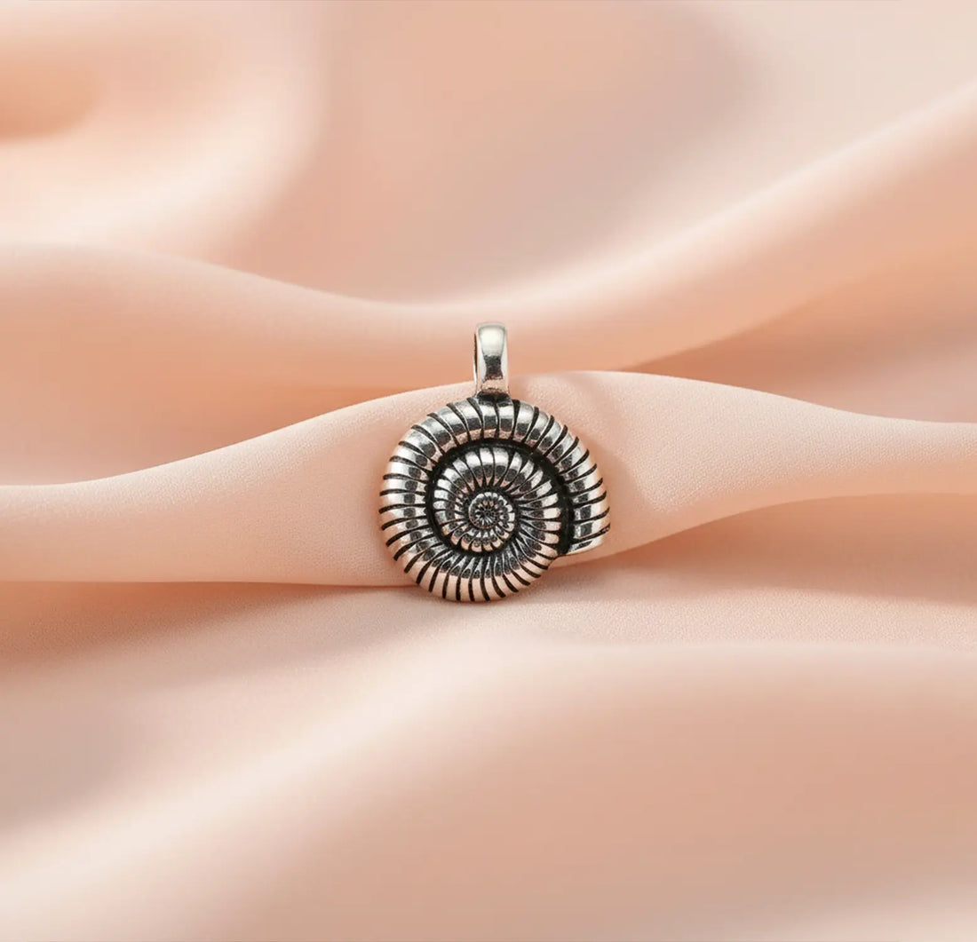 Pure Silver Ammonite Spiral Pendant- Made With Pure 925 Silver