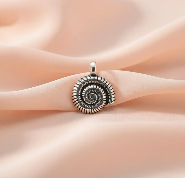 Pure Silver Ammonite Spiral Pendant- Made With Pure 925 Silver