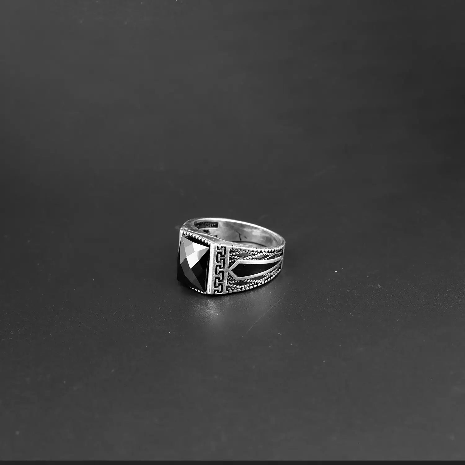 Pure Silver Black Onyx Square-Cut Ring - Made With Pure 925 Silver
