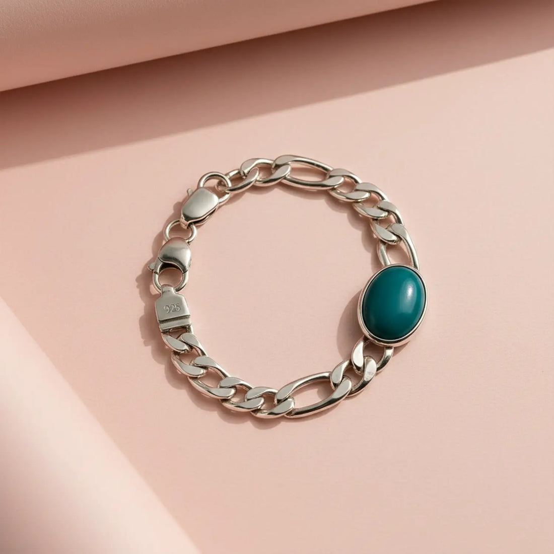 Pure Silver Teal Stone Bracelet - Made With Pure 925 Silver