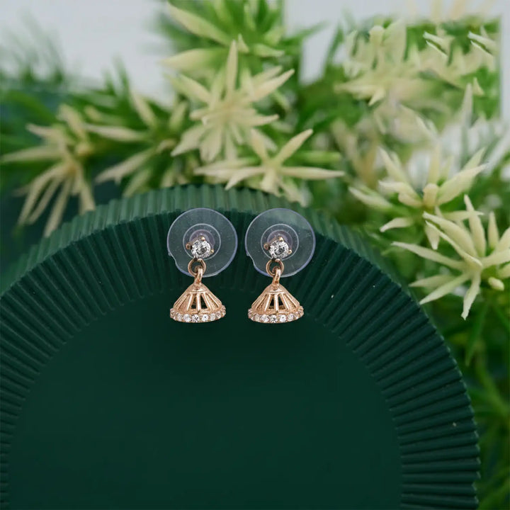 Fluted Dome Rose Gold Silver Jhumki Stud Earrings- Made With Pure 925 Silver