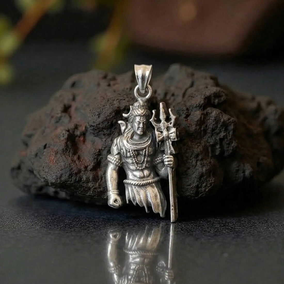 Mahadev Trishul Power Silver Pendant - Made With 925 Pure Silver