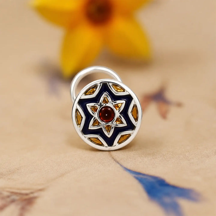 Enamel Sterling Silver Nose Pin- Made With Pure 925 Silver