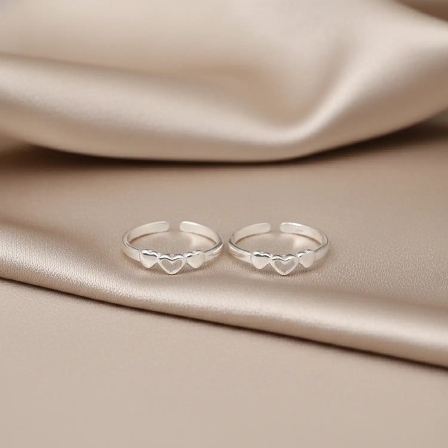 Minimal Triple Heart Toe Rings- Made With Pure 925 Silver