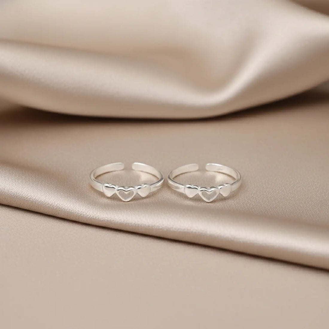 Minimal Triple Heart Toe Rings- Made With Pure 925 Silver