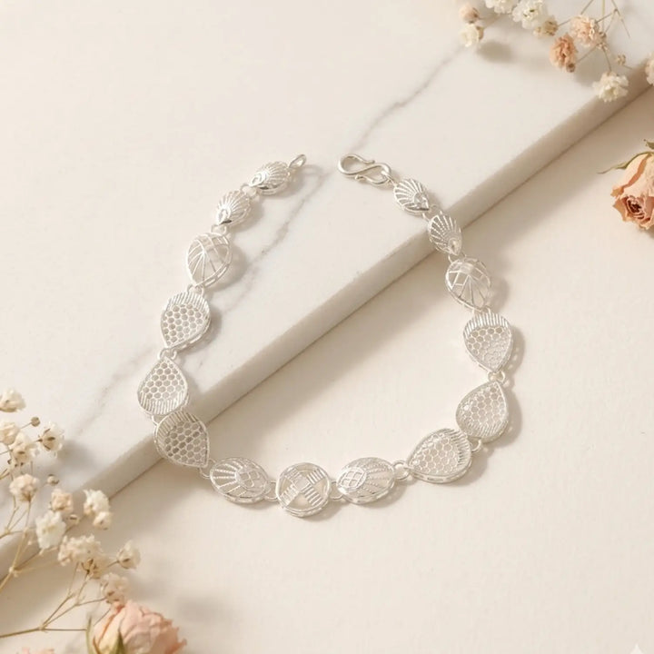PearlDrop Mesh Silver Bracelet - Made With Pure 925 Silver