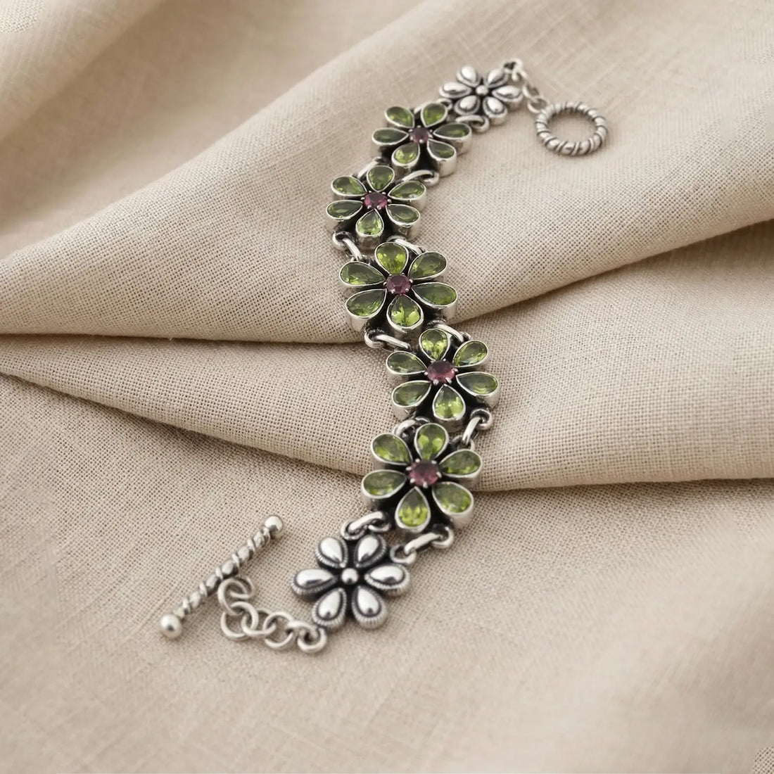 Blossom Floral Silver Bracelet- Made With Pure 925 Silver