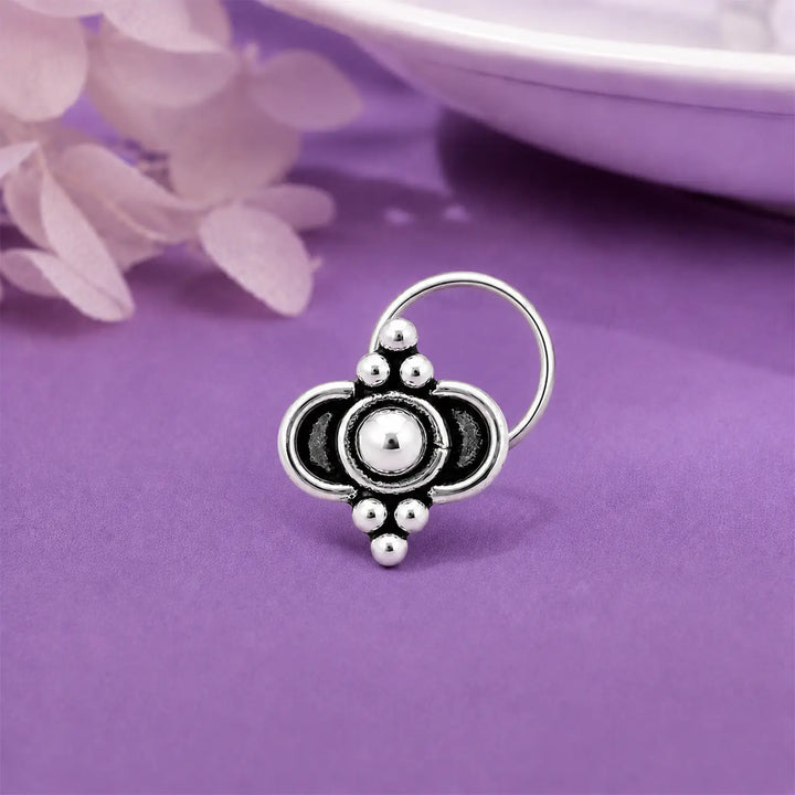 Dual Dome Oxidised Silver Nose Pin- Made With Pure 925 Silver