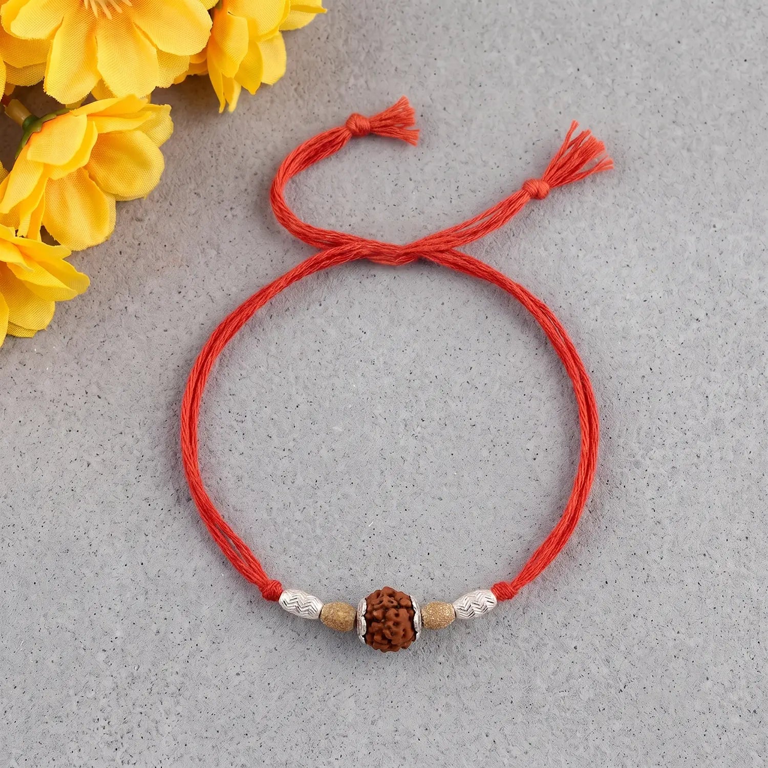 Divine Rudraksha Silver Rakhi - Made With Pure 925 Silver