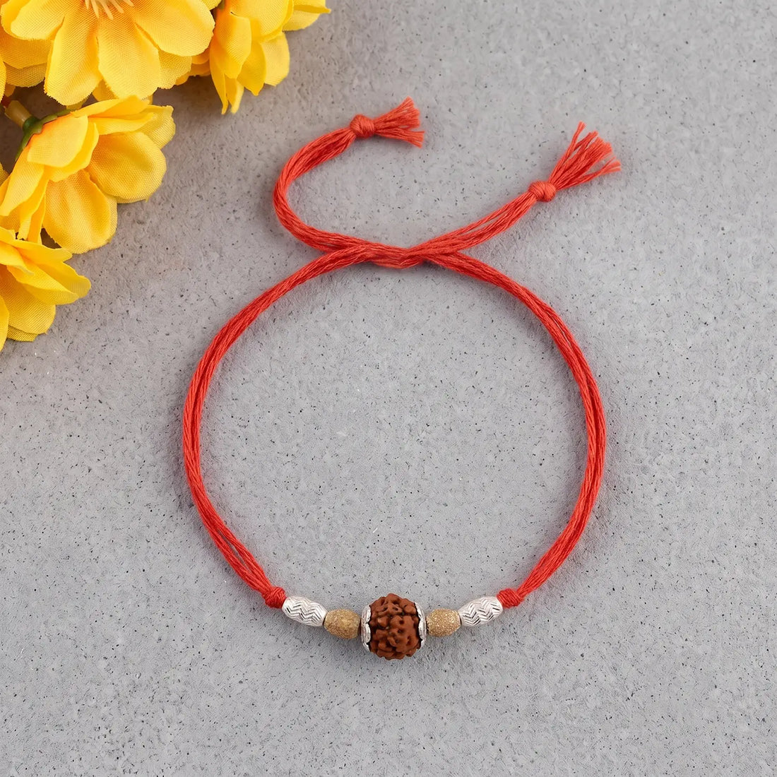 Divine Rudraksha Silver Rakhi - Made With Pure 925 Silver