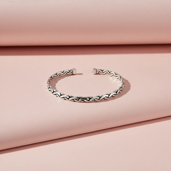 Braided Pure Silver Cuff Bracelet - Made With Pure 925 Silver