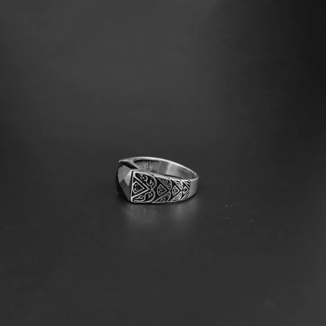 Oxidised Silver Ring with Black Stone - Made With Pure 925 Silver