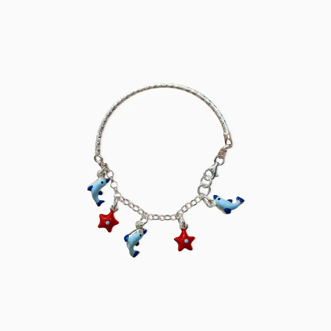 Silver Dolphin & Star Charm Bracelet - Made With Pure 925 Silver