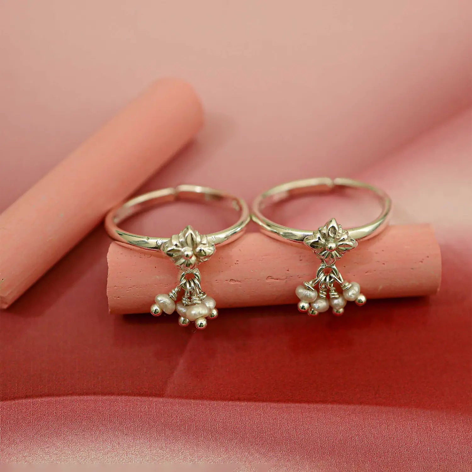 Floral Charm Silver Toe Rings- Made With Pure 925 Silver
