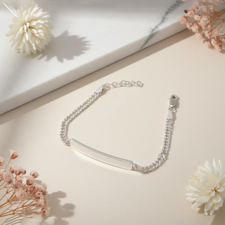Minimalist Bar Charm Pure Silver Bracelet - Made With Pure 925 Silver