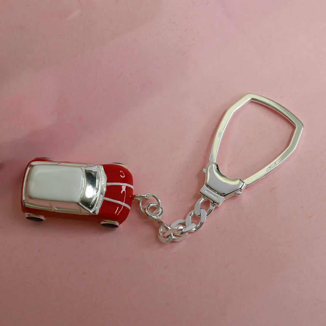 Red Car Pure Silver Keychain - Made With Pure 925 Silver