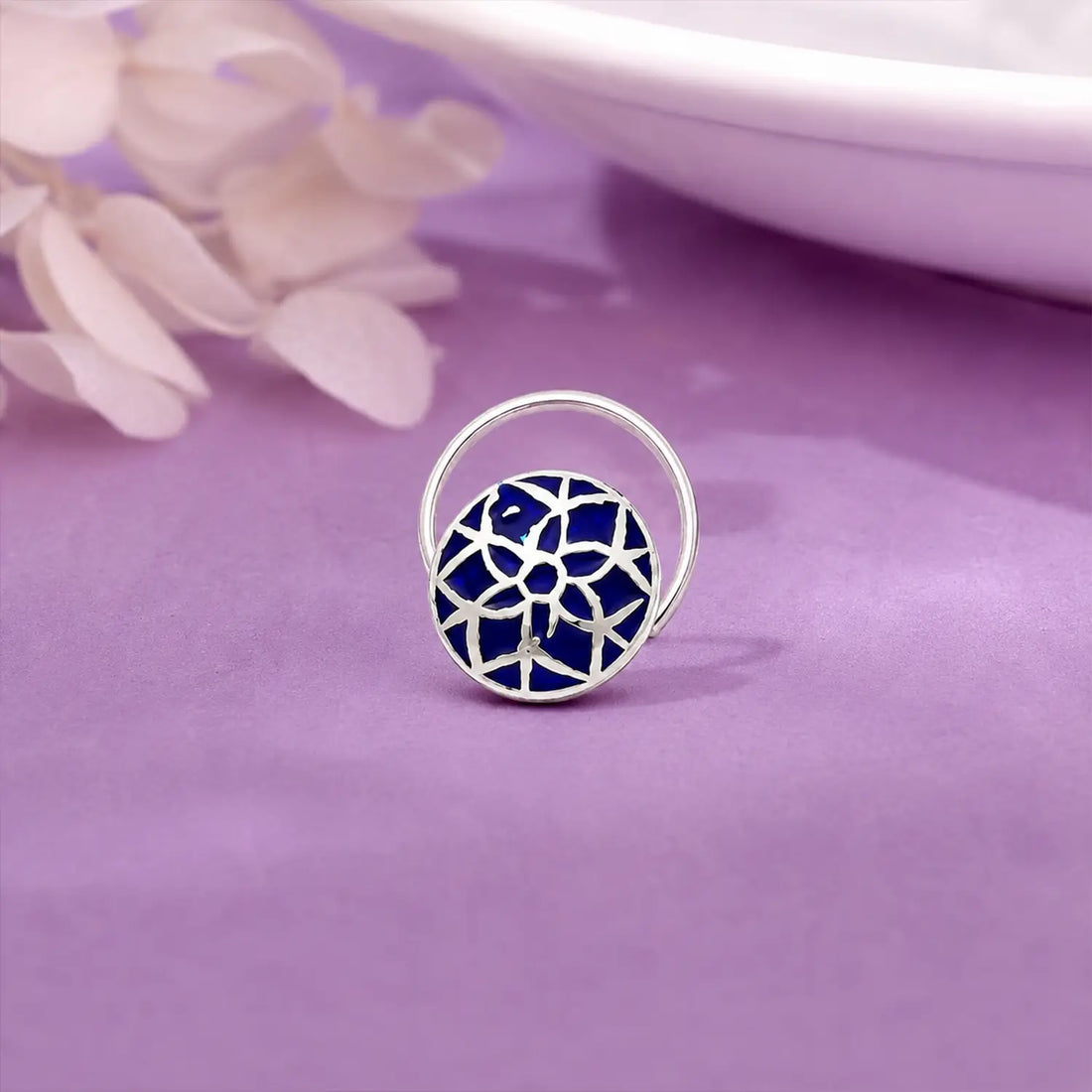 Silver Antique Bloom Nose Pin- Made With Pure 925 Silver
