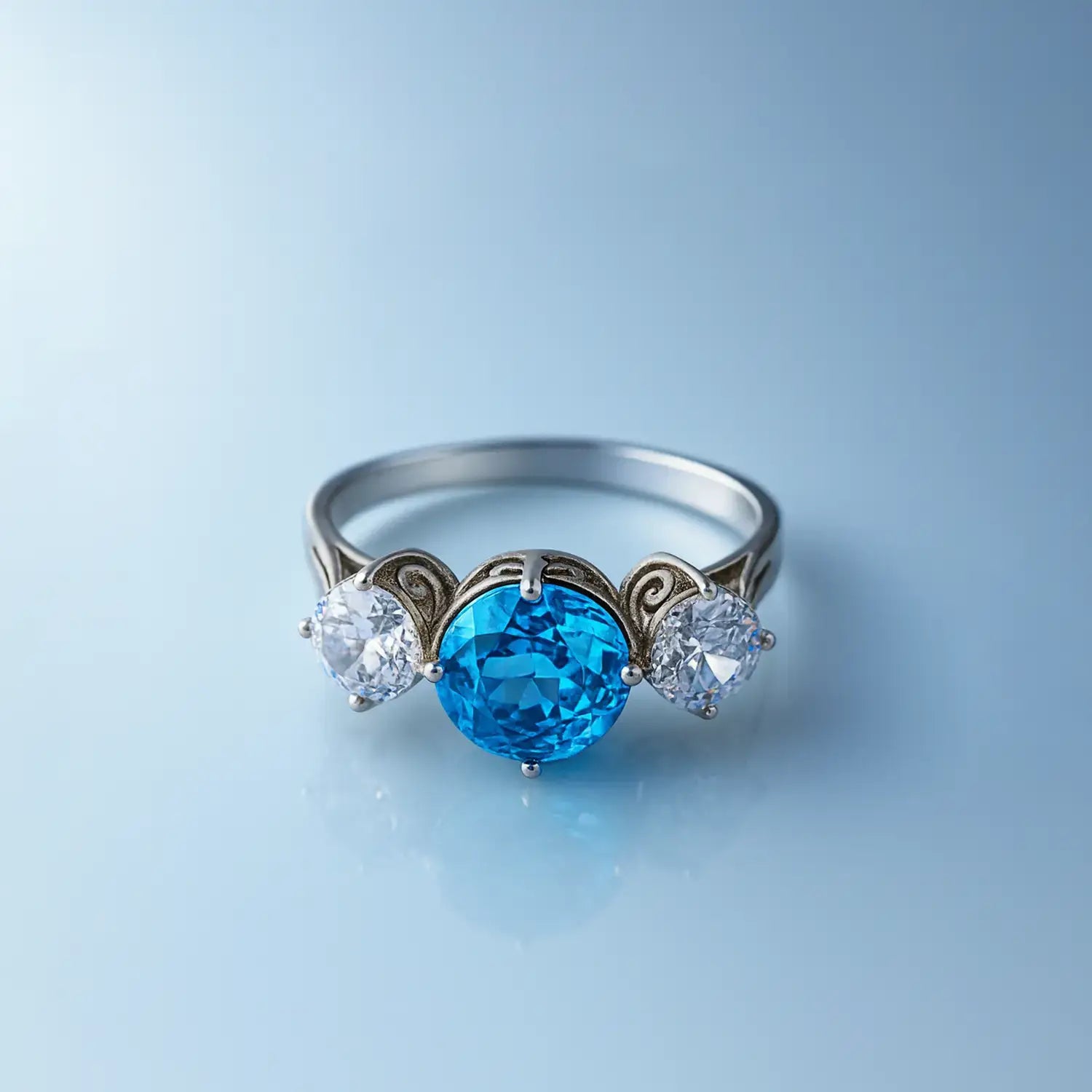 Regal Blue Sparkle Pure Silver Ring - Made With Pure 925 Silver