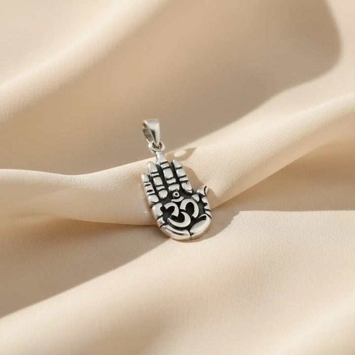 Sacred Om Hand Silver Pendant- Made With Pure 925 Silver