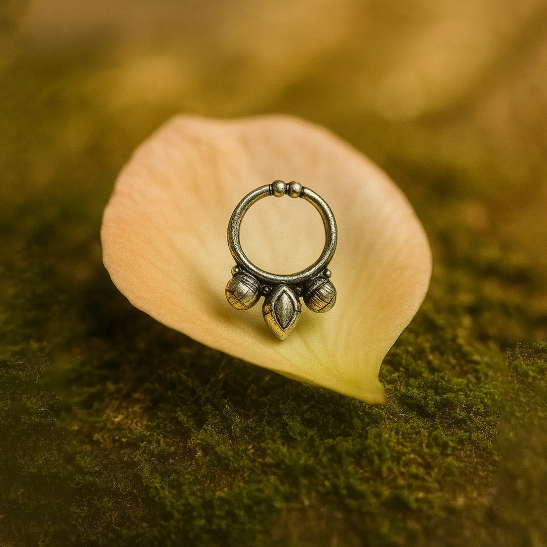 Graceful Floral Loop Silver Nose Pin- Made With Pure 925 Silver