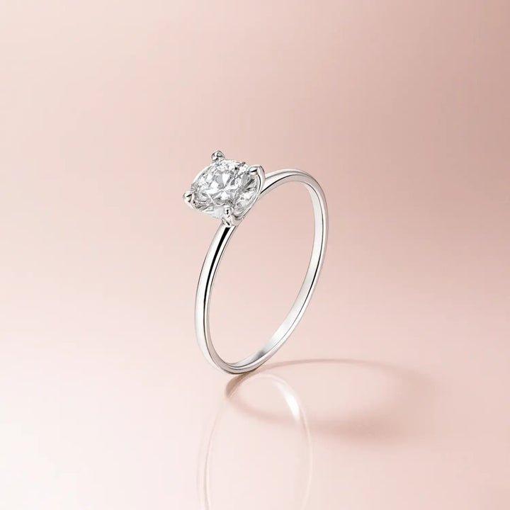 Classic Single Solitaire Silver Ring - Made With Pure 925 Silver