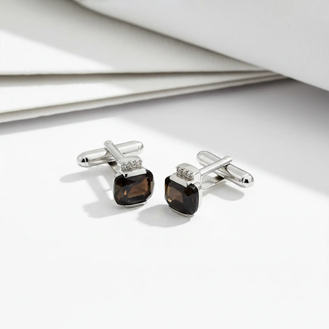 Pure Silver Black Stone Cufflinks for Men - Made With Pure 925 Silver
