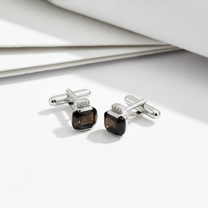 Pure Silver Black Stone Cufflinks for Men - Made With Pure 925 Silver