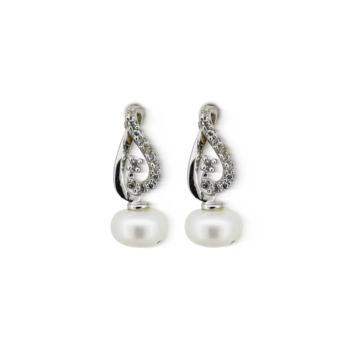 Pure Silver Pearl Drop Earrings with  Design- Made With Pure 925 Silver