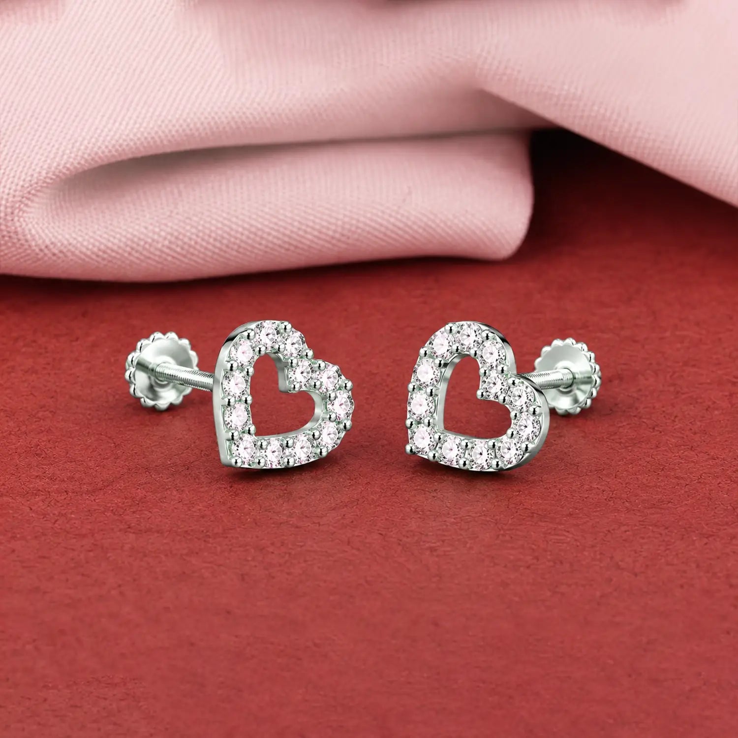 Elegant Heart Sparkle Silver Stud Earrings - Made With Pure 925 Silver