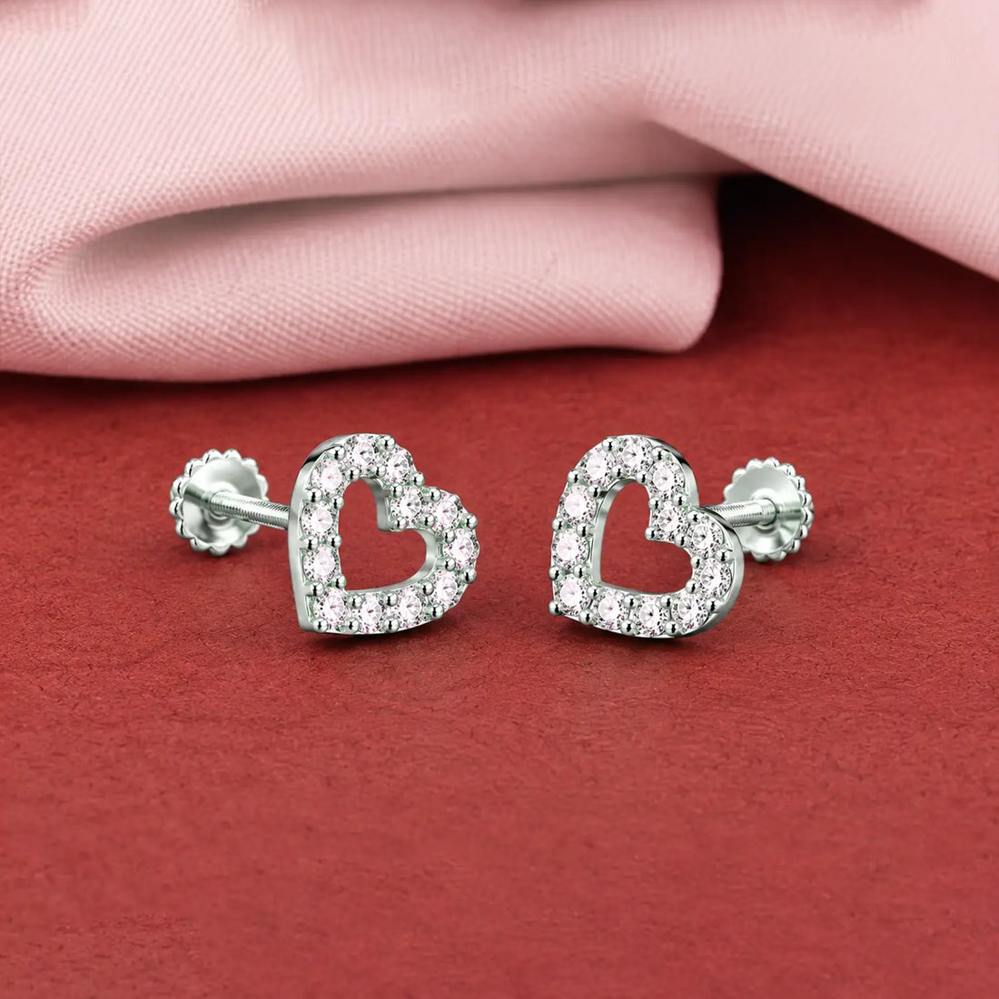 Elegant Heart Sparkle Silver Stud Earrings - Made With Pure 925 Silver