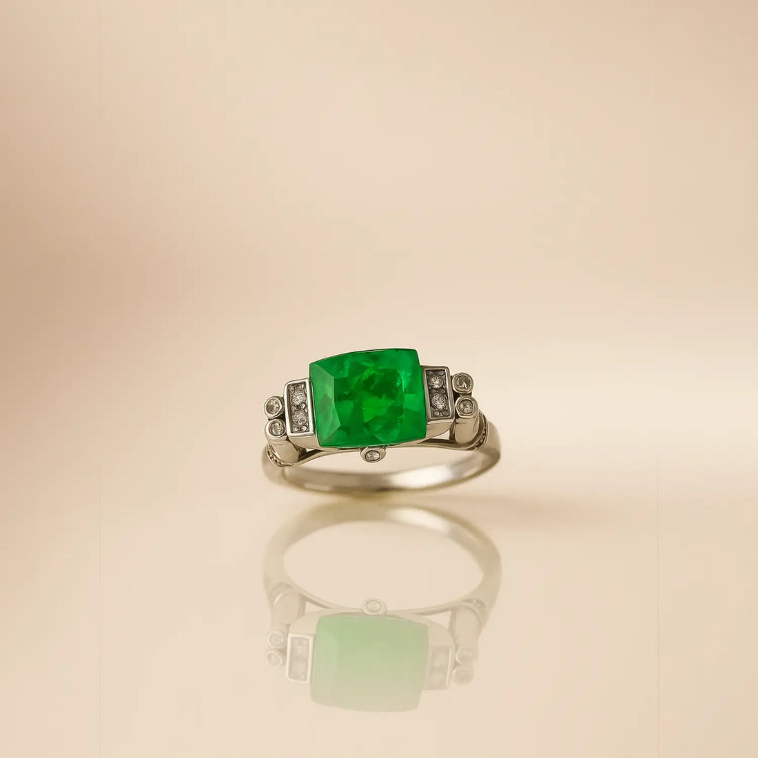 Pure Silver Ring with Green Stone- Made With Pure 925 Silver
