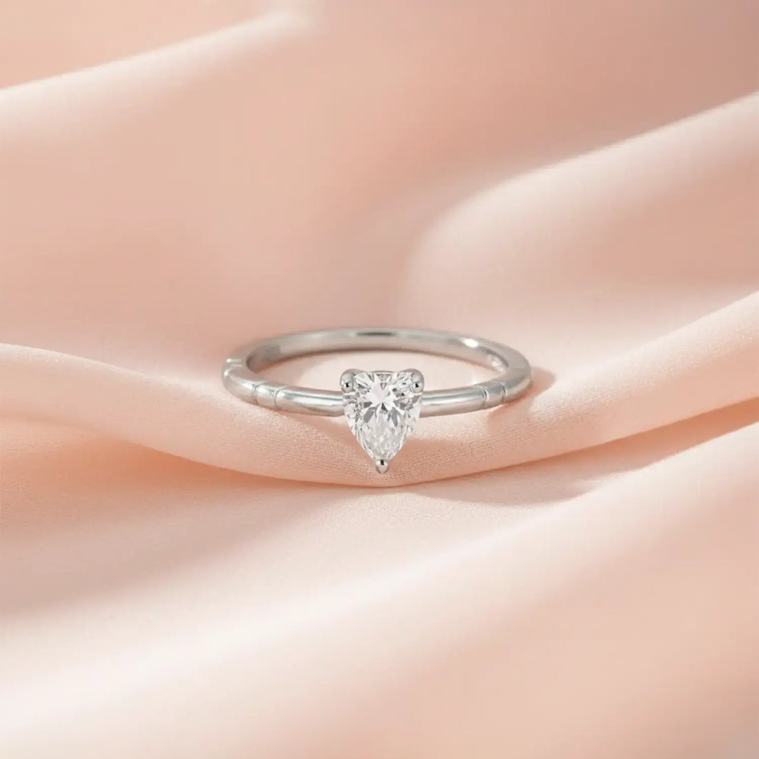 Pure Silver Teardrop Solitaire Ring - Made With Pure 925 Silver