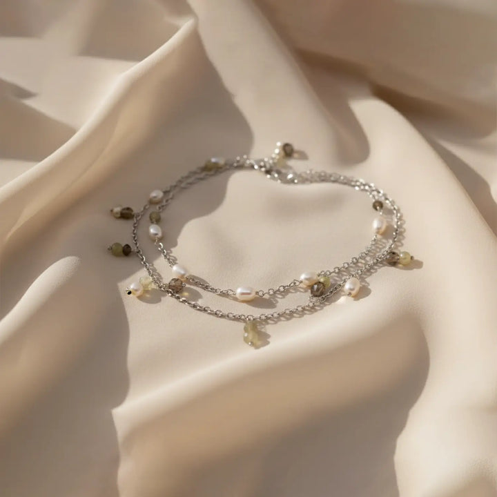 Elegant Layered Pearl & Charm Silver Necklace- Made With Pure 925 Silver