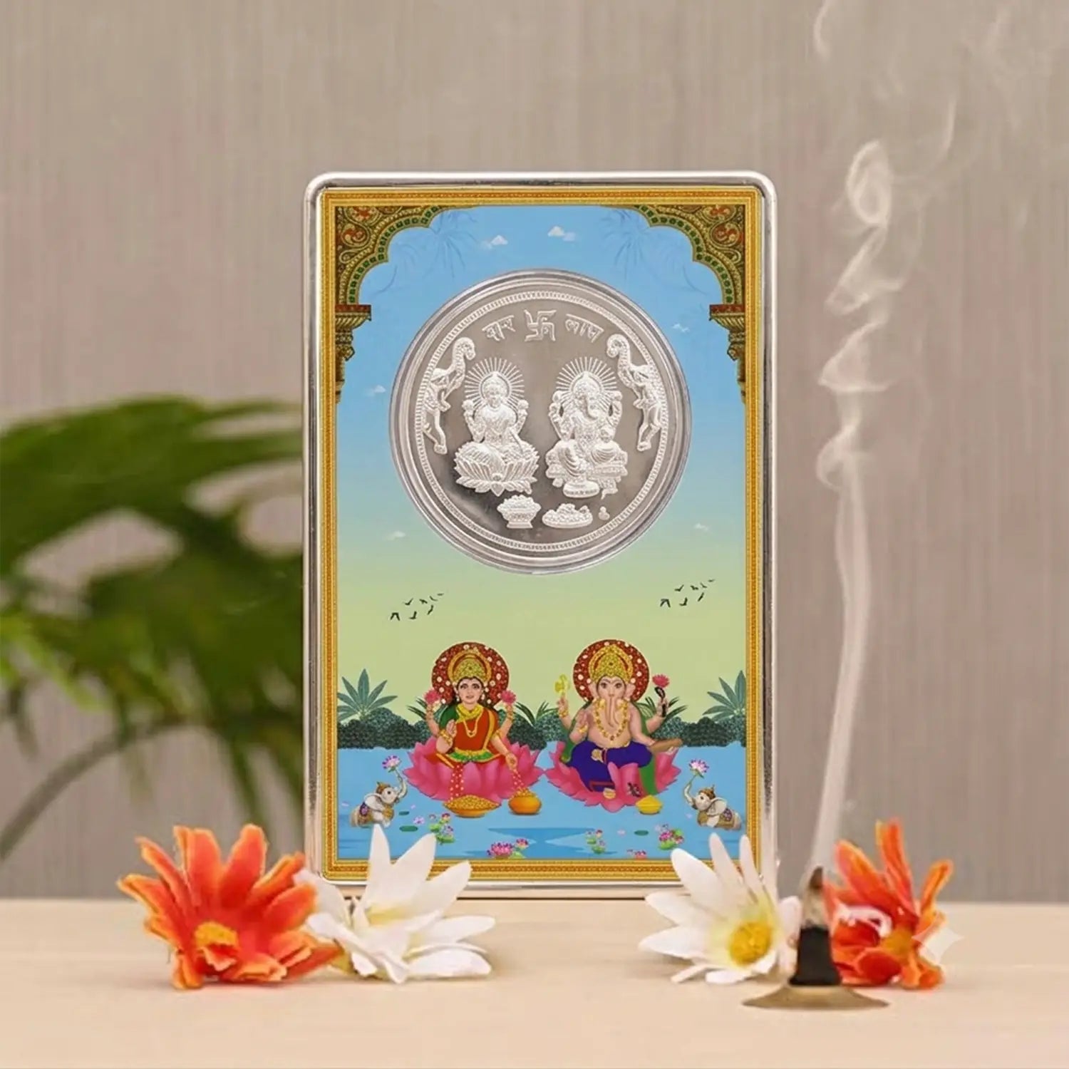 999 Pure Silver Lakshmi Ganesh Coin - Made With Pure 925 Silver