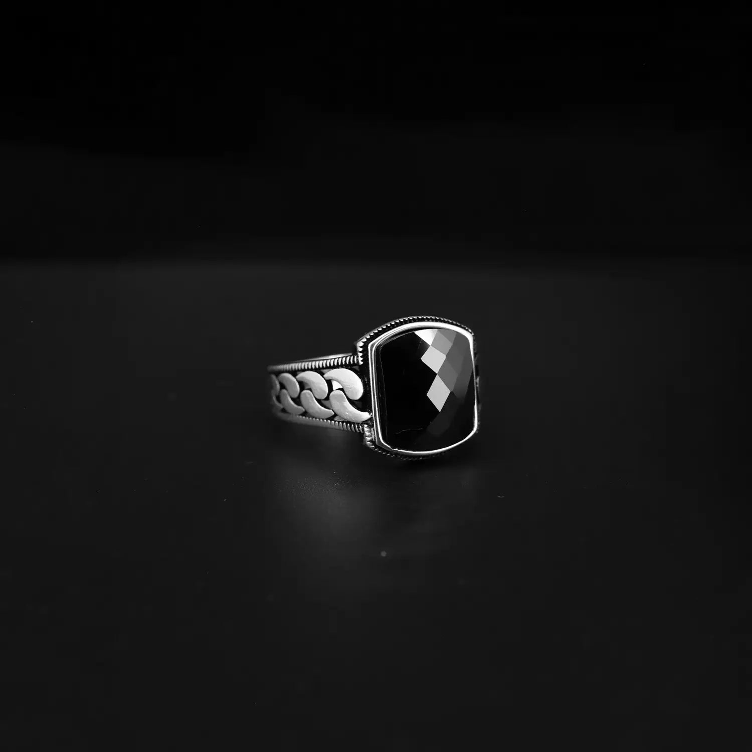 Pure Silver Black Onyx Ring - Made With Pure 925 Silver