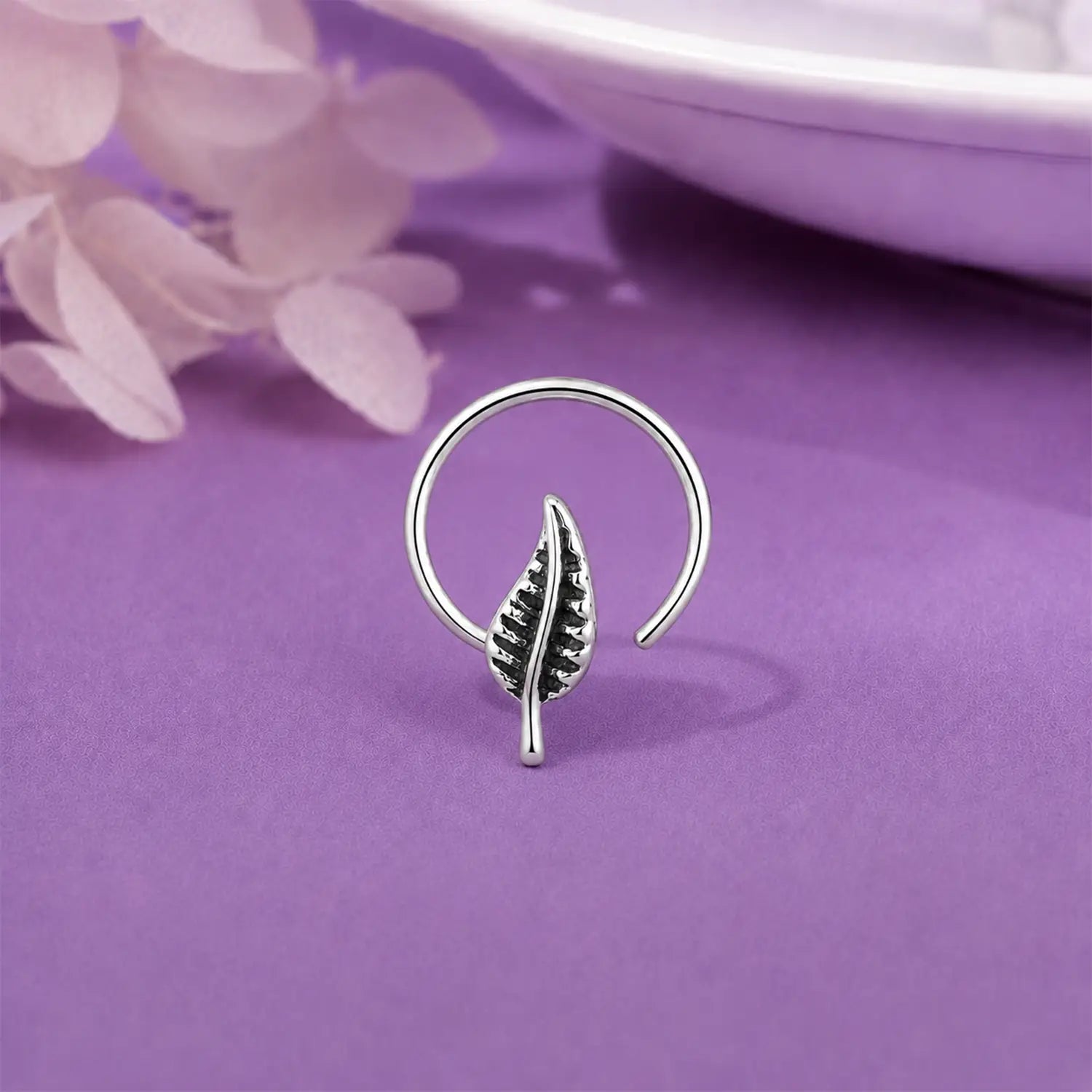 Pure Silver Leaflet Nose Pin- Made With Pure 925 Silver