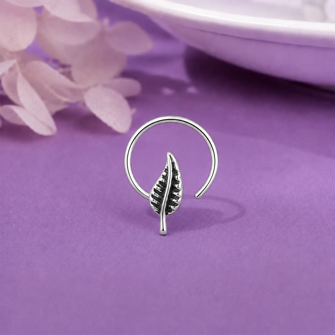Pure Silver Leaflet Nose Pin- Made With Pure 925 Silver