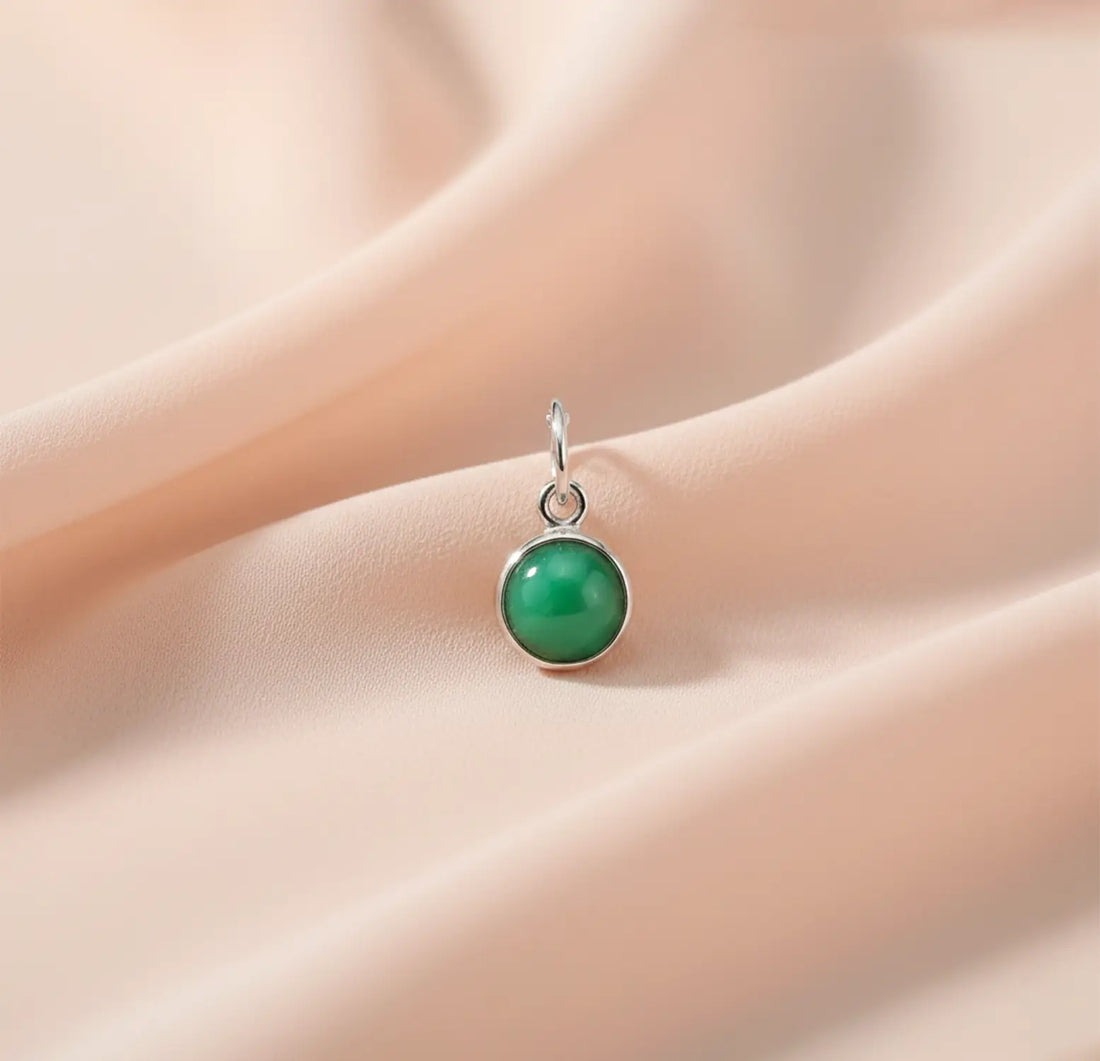 Pure Silver Green Gemstone Pendant- Made With Pure 925 Silver