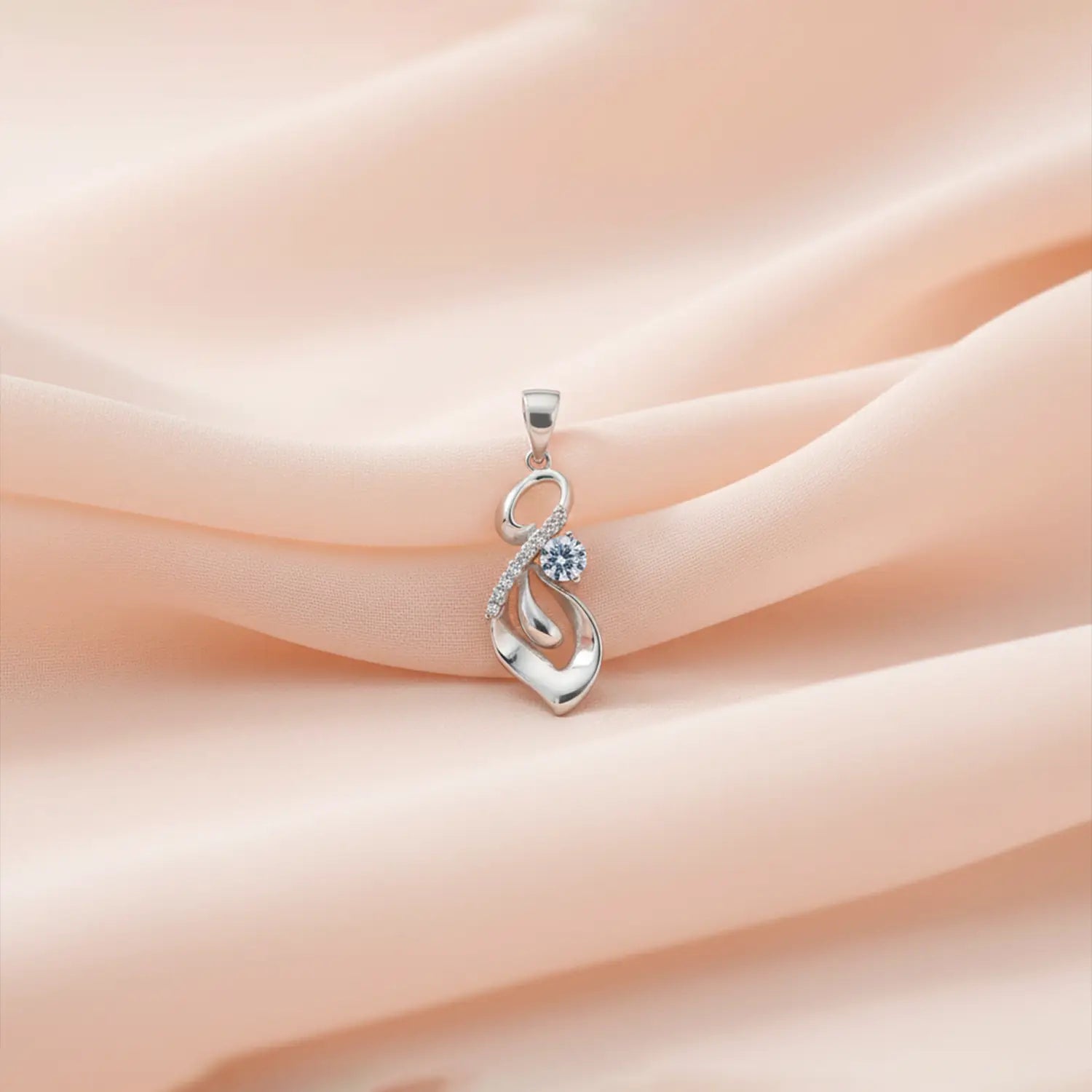 Pure Silver Floral Twist Pendant- Made With Pure 925 Silver