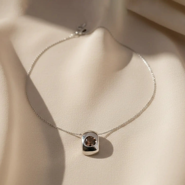 Minimalist Stone Pendant with Silver Chain- Made With Pure 925 Silver