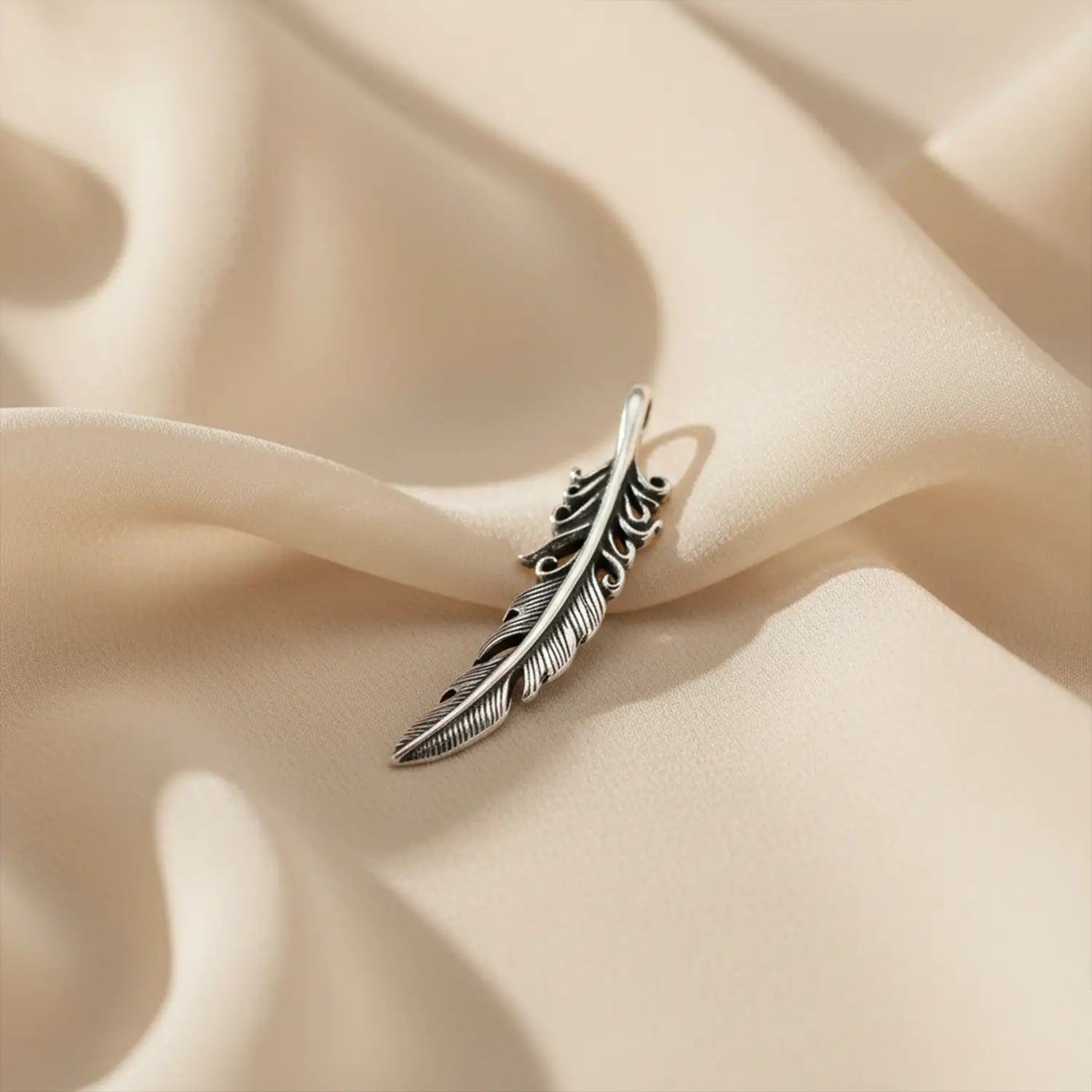 Pure Silver Feather Pendant- Made With Pure 925 Silver