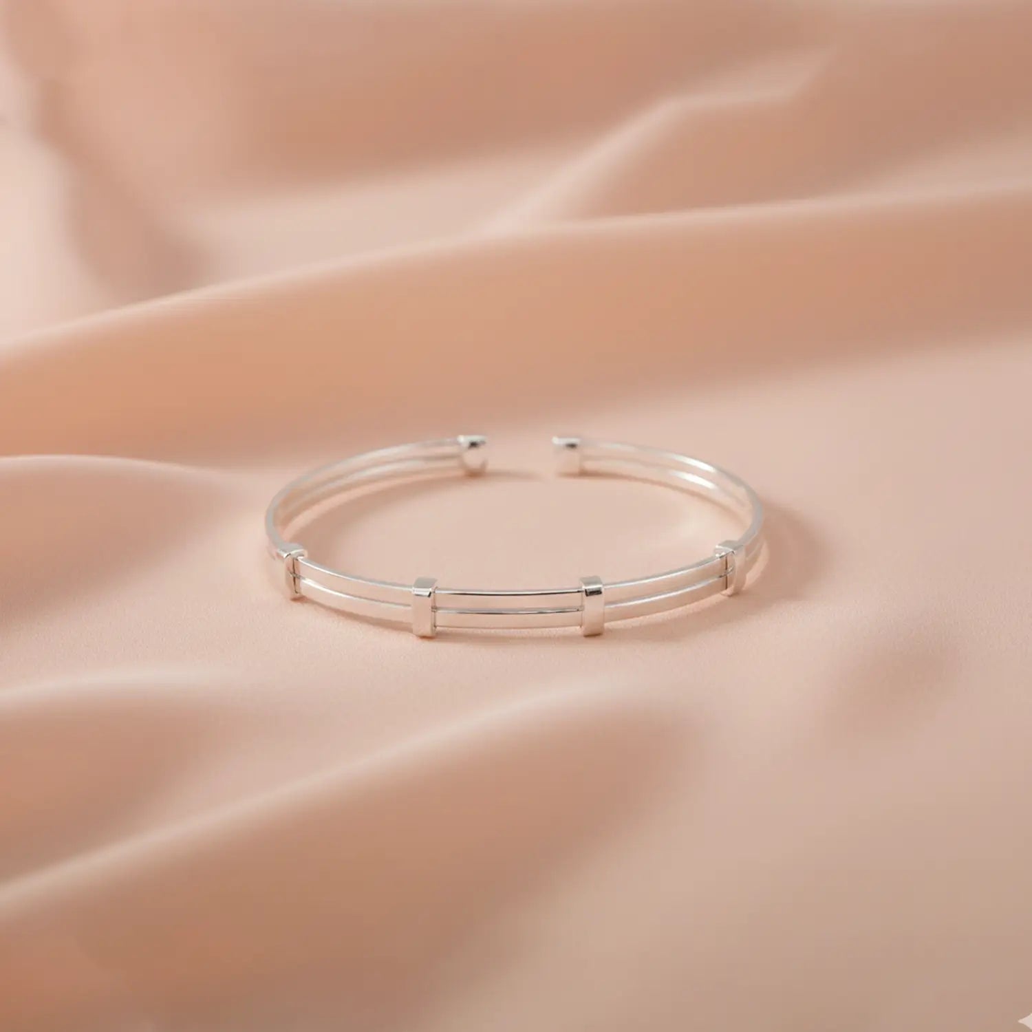 Sleek Bar-Detail Sterling Silver Cuff Bracelet - Made With Pure 925 Silver