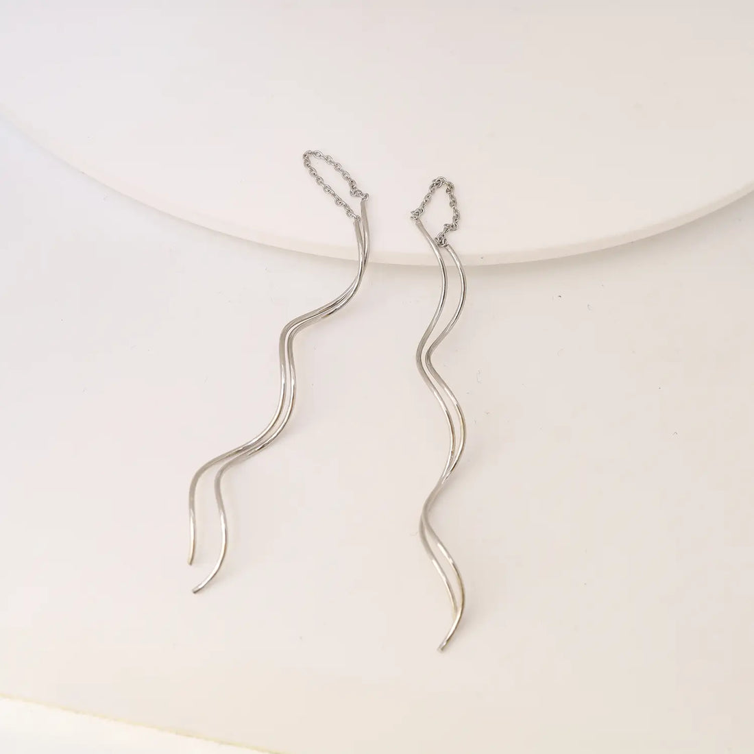 Graceful Wave Sterling Silver Threader Earrings - Made With Pure 925 Silver
