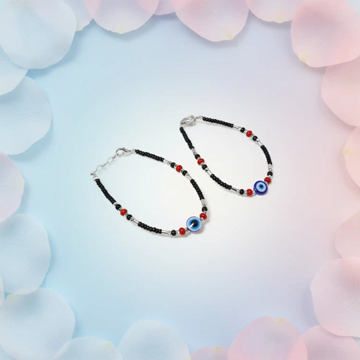 Little Guard Evil Eye Silver Bracelet Duo- Made With Pure 925 Silver
