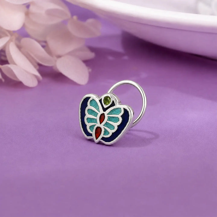 Traditional Motif Silver Nose Pin - Made With Pure 925 Silver